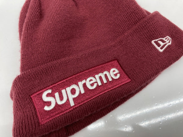 シュプリーム SUPREME BOX LOGO BEANIE ボックス ロゴ ビーニー New Era ニット帽 キャップ 帽子 バーガンディ 赤 帽子 メンズ帽子 ニット帽 ロゴ レッド 104H-64