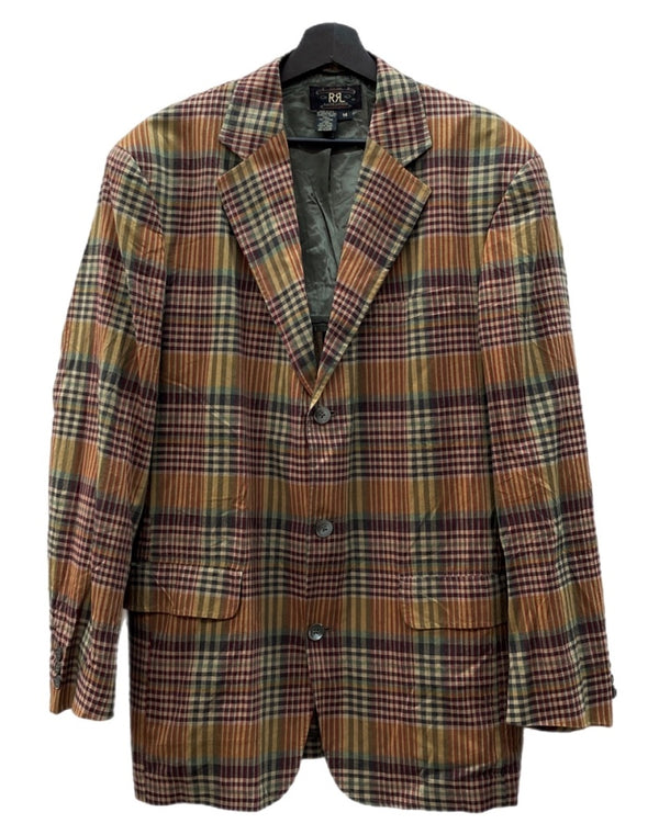 ダブルアールエル RRL 90s TAILORED JACKET テーラード ジャケット 三ツ星タグ Ralph Lauren 茶 ジャケット チェック ブラウン Mサイズ 104MT-2262