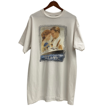 【曜日割引対象外】 ヴィンテージ vintage 90's タイタニック TITANIC MOVIE Tee 袖シングル Tシャツ ホワイト 201MT-3586 VB