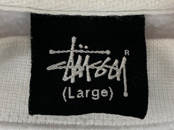 ステューシー STUSSY オールド OLD USA製 LOGO SWEATSHIRT PUMP IT UP!! プルオーバー 裏起毛 フロントプリント WHITE 白 スウェット ロゴ ホワイト Lサイズ 104MT-1787
