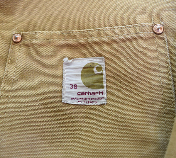 カーハート Carhartt 60's DUCK CHORE COAT ダック チョア コート フード付き デカCボタン ユニオンチケット 裏地ブランケット COVERALL カバーオール 38 ジャケット ブラウン 103MT-3104