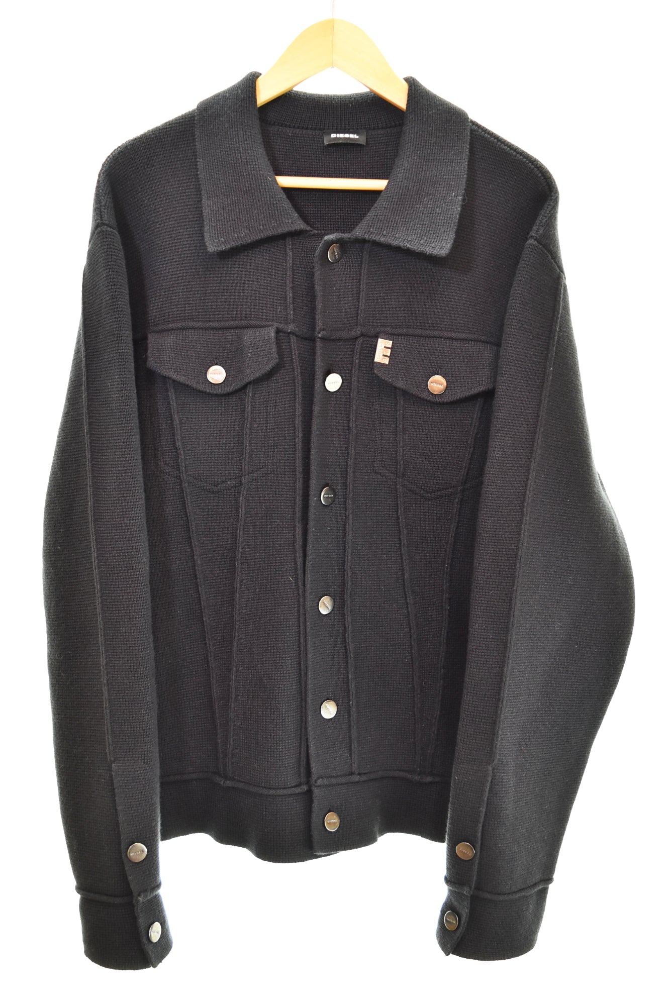美品 ディーゼル DIESEL ニット ジャケット トラッカージャケット コットン ウール アウター メンズ XL ブラック c0LxNSyA5Kdg4mZ4BdS7EsRPGBXtDF
