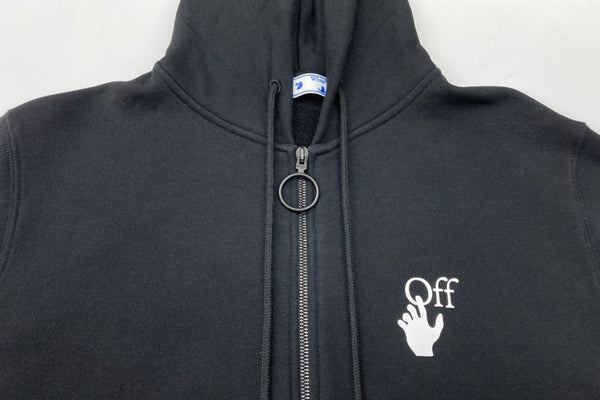 オフホワイト OFF-WHITE Spray Print zip Hoodie スプレー ロゴ プリント ジップアップ フーディ 黒 OMBE001S21FLE002 パーカ ロゴ ブラック Sサイズ 104MT-2231