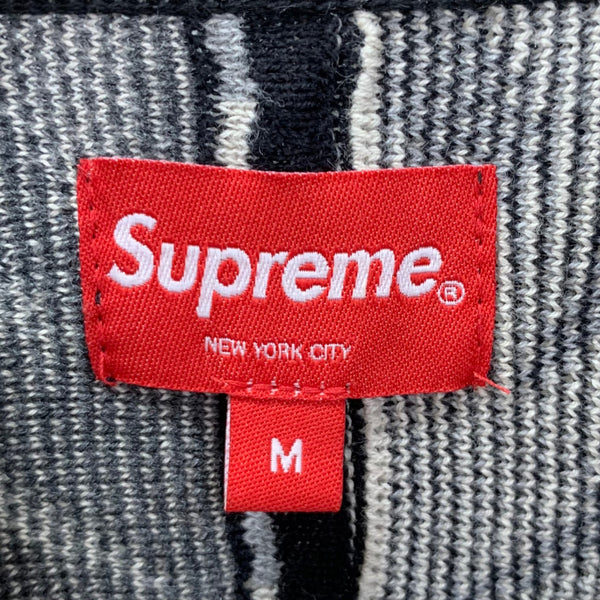 シュプリーム SUPREME ジップアップ 半袖 カットソー パイル地 ネイティブ柄 半袖ポロシャツ 半袖カットソー ブラック Mサイズ 201MT-4298