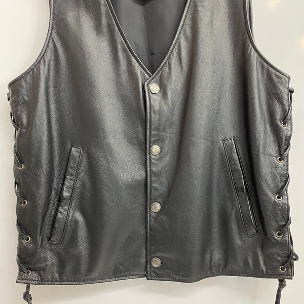 【曜日割引対象外】 ハーレーダビッドソン HARLEY DAVIDSON レザーベスト ベスト ブラック Sサイズ 201MT-3960 VB