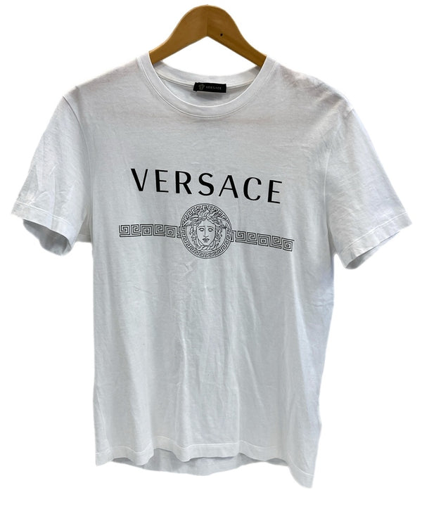 ヴェルサーチェ VERSACE ロゴプリント 半袖カットソー 白  Tシャツ ホワイト Mサイズ 101MT-3681