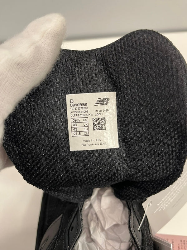 ニューバランス new balance 990 V6 Width: D TRIPLE BLACK トリプル ブラック MADE IN USA 黒 U990BB6 メンズ靴 スニーカー ブラック 27.5cm 101sh-2283