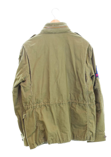 ラルフローレン RalphLauren M-65タイプ フィールド ジャケット ブルゾン ジャンパー ミリタリー ワッペン ヘリンボーン ジャケット カーキ Mサイズ 103MT-2232