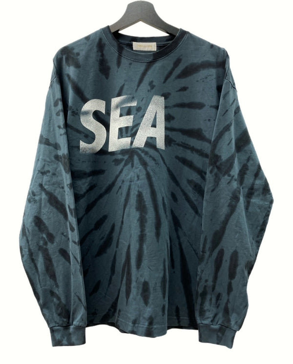 ウィンダンシー WIND AND SEA ダメージ クルーネック スウェット DAMAGED CREW NECK SWEAT 長袖 カットソー ロゴ タイダイ WDS-0-SEA-23-Q2-CS-02 ロンT プリント グレー Lサイズ 104MT-197