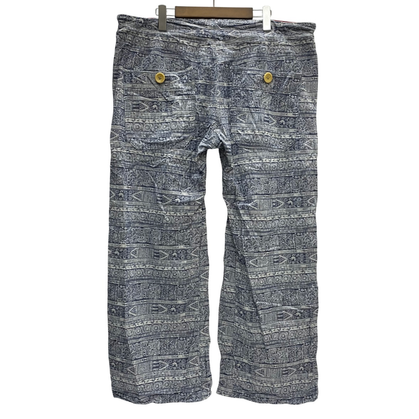 【曜日割引対象外】 キャピタル KAPITAL リネン 総柄 イージーパンツ ボトムスその他 ブルー Lサイズ 201MB-989 VB