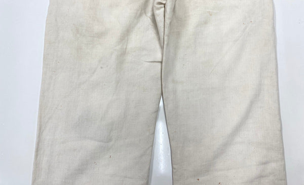 ヴィンテージ vintage 20s 30s ボージョンパンツ ヘリンボーン リネン 針シンチ フランス軍 フレンチ ユーロ French Army Linen HBT Bourgeron 生成り 無地 スラックス ホワイト 104MB-298