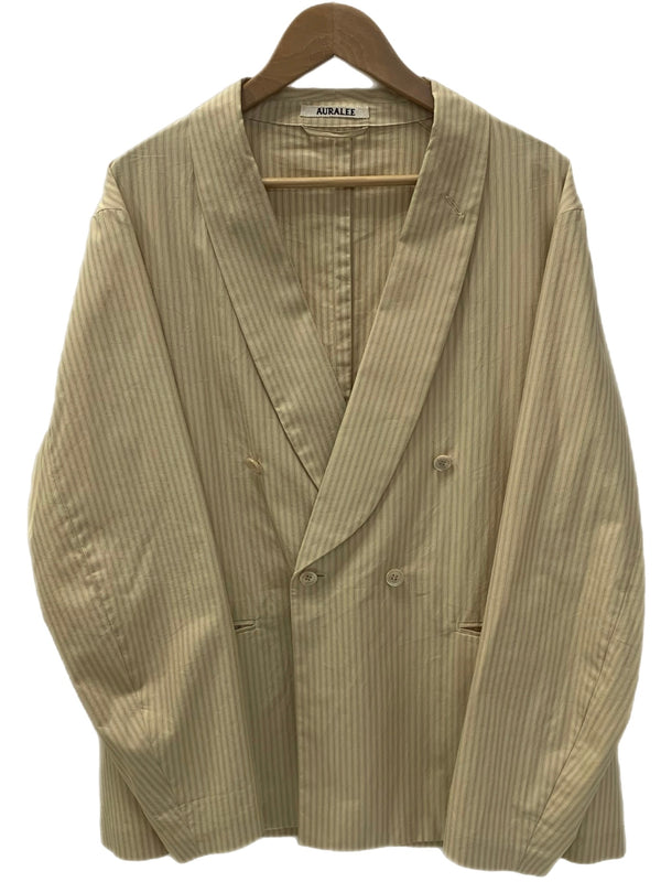 オーラリー AURALEE 18SS SHAWL COLLAR JACKET ストライプ A8SJ01TN ジャケット ベージュ 4サイズ 201MT-3800