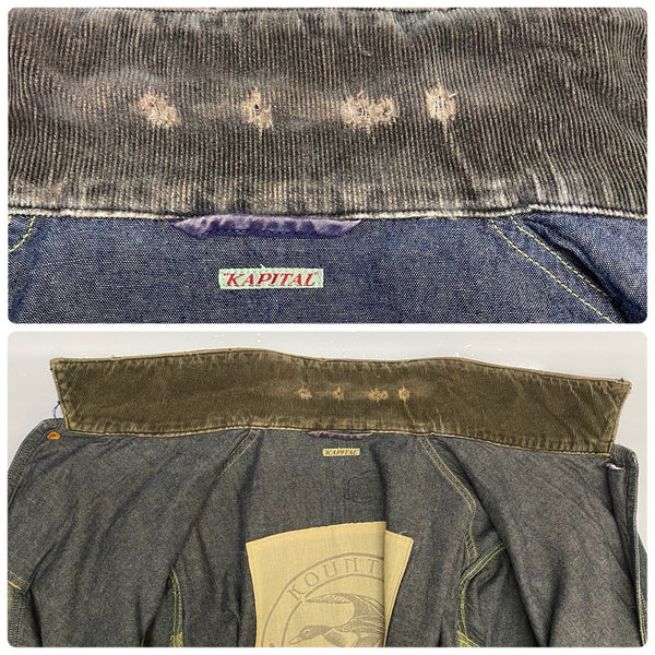 【曜日割引対象外】 キャピタル KAPITAL Kountry BORO Hunting Jacket Field Gun Club Jacket ハンティング カバーオール デニム ジャケット ブルー Mサイズ 201MT-4320 VB