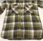 ヴィンテージ vintage 60'S 60年代 BRENT ブレント マチ付き ヘビーフランネルシャツ ヘビネル マチネル フラップポケット ブロックチェック  LONG TAILE 長袖シャツ グリーン Lサイズ 101MT-4029