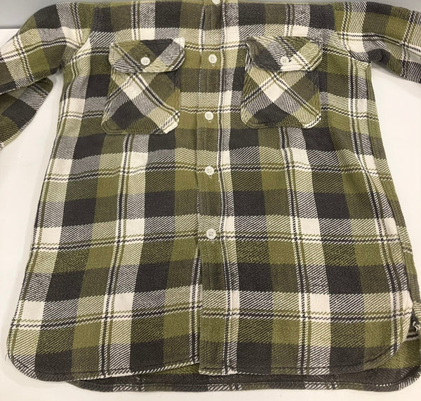 ヴィンテージ vintage 60'S 60年代 BRENT ブレント マチ付き ヘビーフランネルシャツ ヘビネル マチネル フラップポケット ブロックチェック  LONG TAILE 長袖シャツ グリーン Lサイズ 101MT-4029