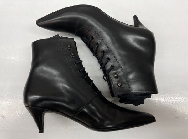 サンローラン Saint Laurent ポインテッドトゥ パテントブーツ レースアップ ヒール レザー BLACK 黒 351930 レディース靴 ブーツ その他 ブラック SIZE36 1/2 104S-715