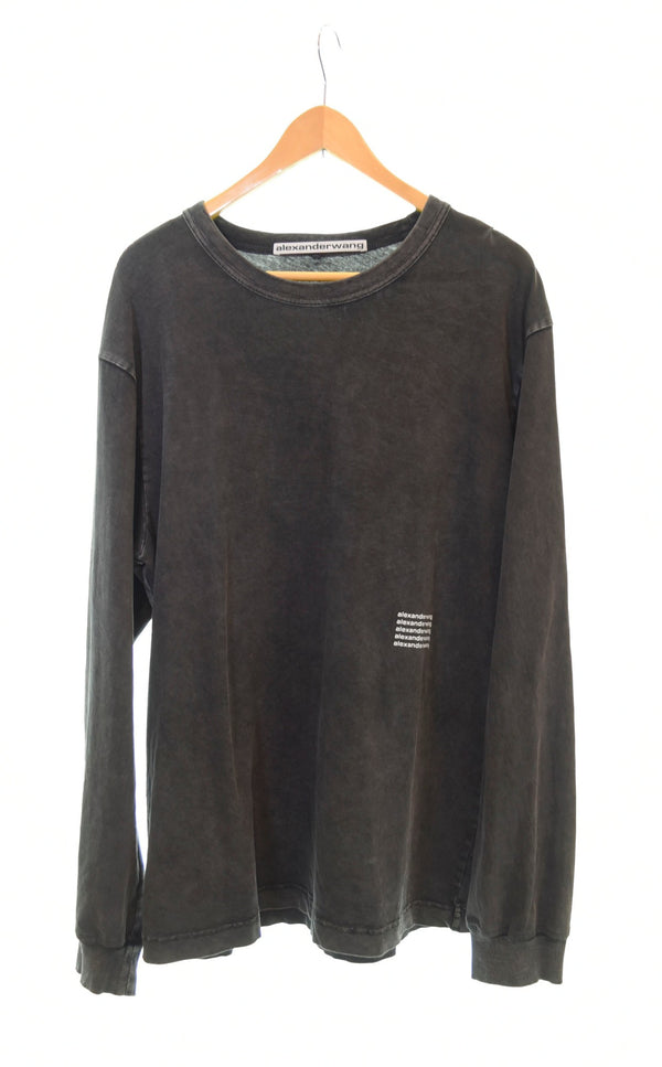 アレクサンダーワン Alexander Wang  ロゴプリント 長袖カットソー 長袖Tシャツ 黒 UCC3221537 ロンT ブラック Lサイズ 103MT-1772