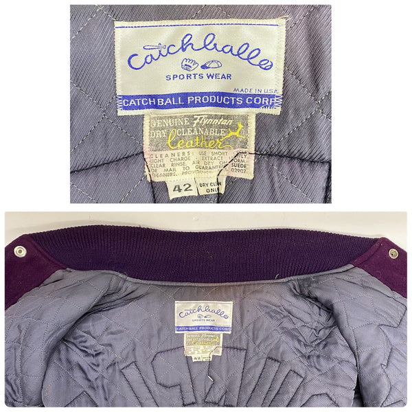 【曜日割引対象外】 ヴィンテージ vintage 80's CATCH BALL スタジアムジャケット スタジャン USA製 ジャケット パープル 42サイズ 201MT-4604 VB