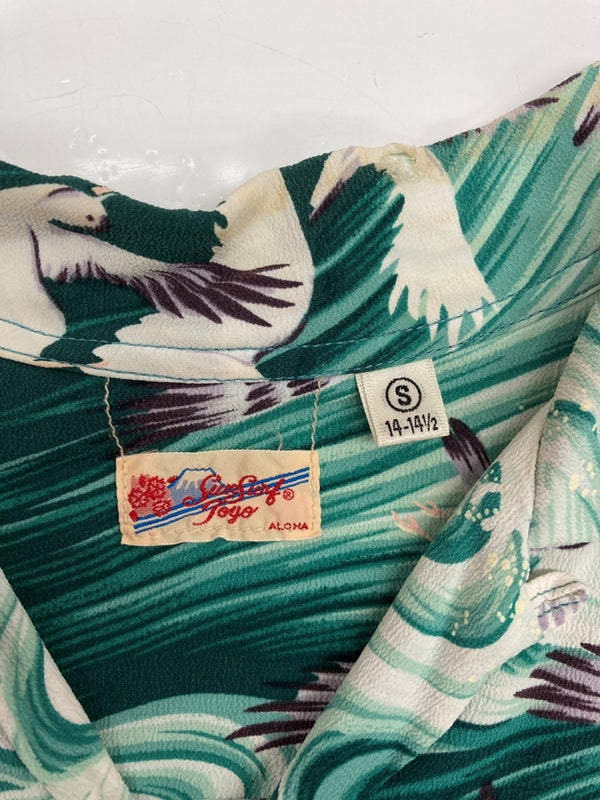 サンサーフ SUN SURF ALOHA SHIRT アロハ シャツ MIGRATORY BIRDS 渡り鳥 ハワイアン オープンカラー ウッドボタン 開襟 半袖 SS30987 半袖シャツ 総柄 マルチカラー Sサイズ 104MT-2332