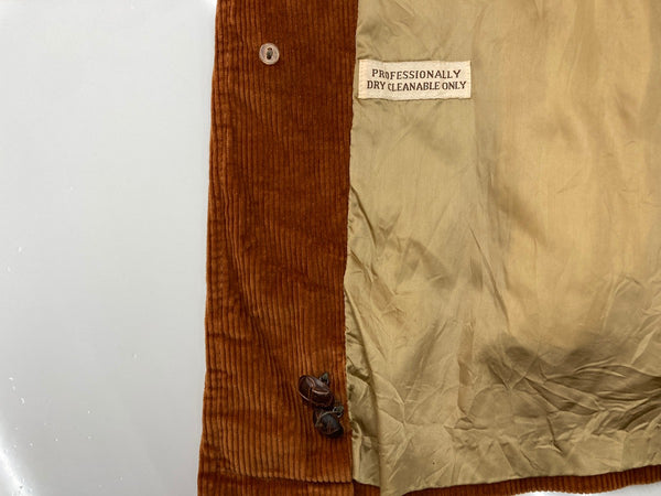 ヴィンテージ vintage 70s 70年代 LAKELAND コーデュロイ レザー パイピング ハーフコート カーコート アウター 茶色 サイズ 38 コート 無地 ブラウン 104MT-1932