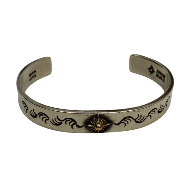 【曜日割引対象外】 【中古】アリゾナフリーダム ARIZONA FREEDOM K18 太陽神 唐草 平打ち メンズジュエリー・アクセサリー バングル シルバー 201goods-691 VB