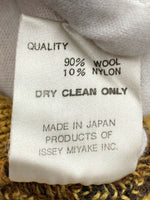 イッセイミヤケ ISSEY MIYAKE 90s WOOL KNIT ウール ニット Vネック マスタード 厚手 黄色 ODL45581 セーター 総柄 イエロー Mサイズ 104MT-650