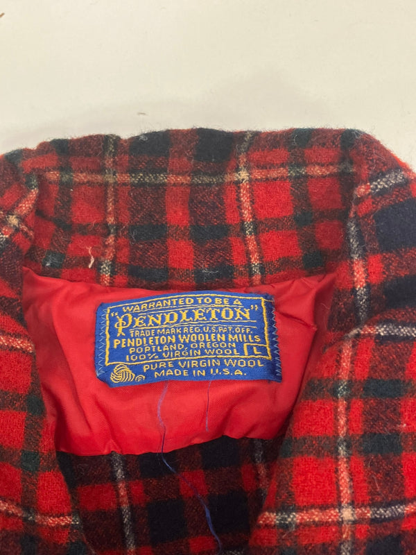 ペンドルトン PENDLETON 70's 70年代 ウール チェックシャツ ボードシャツ  ネルシャツ 開襟 オープンカラー ボックス vintage ヴィンテージ MADE IN USA アメリカ製  長袖シャツ レッド Lサイズ 101MT-5359