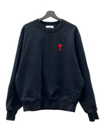 アミパリス AMI PARIS AMI DE COEUR CREWNECK SWEATSHIRT クルーネック スウェットシャツ トレーナー ハート 長袖 パーカー 黒 USW004-747 スウェット 刺繍 ブラック Lサイズ 104MT-2133