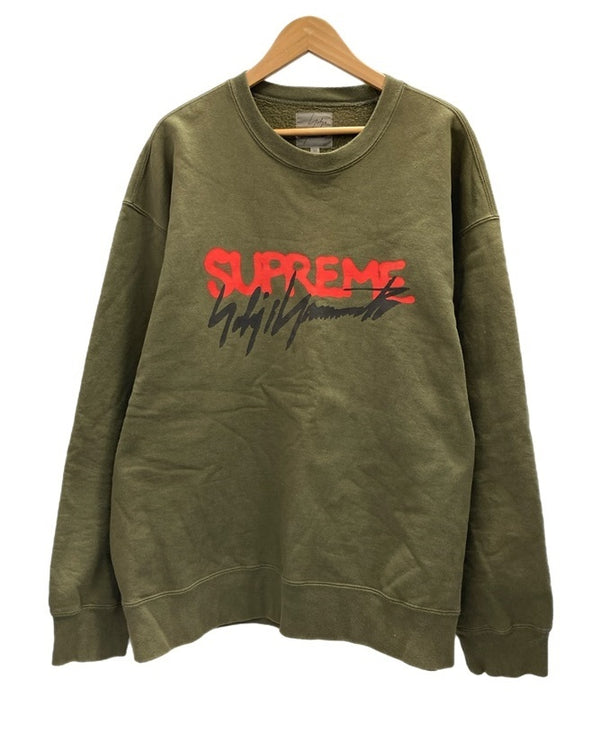 シュプリーム SUPREME ヨウジヤマモト Yohji Yamamoto ロゴプリント 長袖 裏ボア  XL スウェット カーキ LLサイズ 101MT-3056