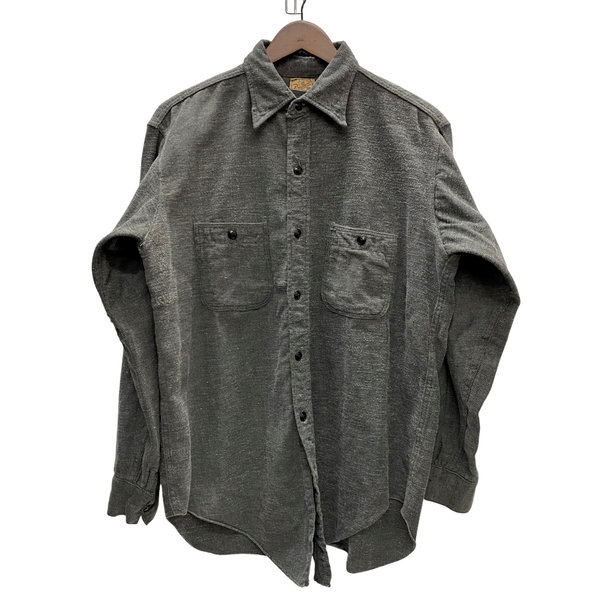 【曜日割引対象外】 ヴィンテージ vintage 40's President ワークシャツ ネルシャツ 長袖シャツ ブラック 16サイズ 201MT-4853 VB