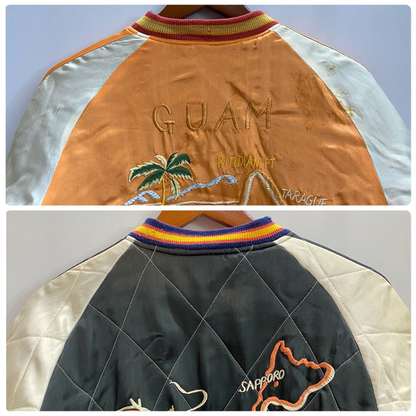 【曜日割引対象外】 シルバーストーン Silver Stone 90's スーベニアジャケット グアム 日本地図 龍 ジャケット オレンジ 38サイズ 201MT-4791 VB