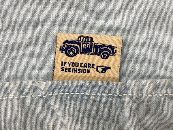 ダブルアールエル RRL 90s 三ツ星タグ ガチャポケ シャンブレー  猫目ボタン ワークシャツ 水色 長袖シャツ 無地 ブルー XLサイズ 104MT-2056