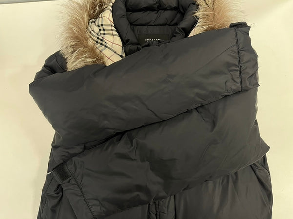 バーバリー Burberry BLACK LABEL ブラックレーベル シルバーフォックスファー ダウンジャケット 黒  BMP03-730-09 ジャケット ブラック Mサイズ 101MT-4980