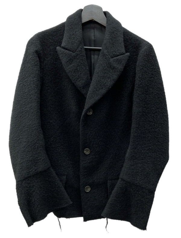 ヨウジヤマモト Yohji Yamamoto 3B テーラード TAILORED JACKET デザインジャケット ダメージ加工 ウール シルク混 シングル フレアスリーブ 日本製 BLACK 黒 FE-J14-139 ジャケット ブラック Sサイズ 104LT-178