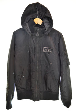 アルファ ALPHA INDUSTRIES HOODED RIB JACKET フライトジャケット TA1260-001 ジャケット ブラック Lサイズ 103MT-3401