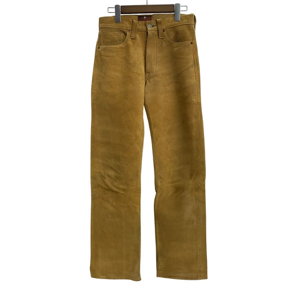 【曜日割引対象外】 リアルマッコイズ JOE McCOY ジョーマッコイ Suede Trousers レザー 305 ボトムスその他 黄色 29×36サイズ 201MB-919 VB