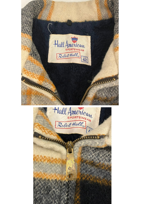 ヴィンテージ vintage 50's 50年代 Hall American SPORTSWEAR Robert Hall ウール系 チェック スポーツジャケット スイングトップ ブルゾン SERVAL ZIP   42 ジャケット ベージュ 101MT-5079