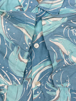 ヒステリックグラマー HYSTERIC GLAMOUR 80s 90s OPEN COLLAR SHIRT オープン カラー シャツ ハワイアン アロハ イルカ アーカイブ 開襟 半袖 青 0140 半袖シャツ 総柄 ブルー 104MT-1893