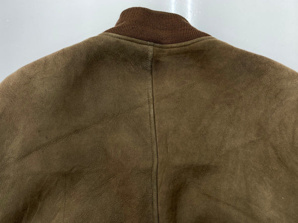 ラルフローレン RalphLauren 90s 90年代 Suede Leather Jacket スウェード レザー ジャケット ボア ジャケット 無地 カーキ Lサイズ 104MT-2237