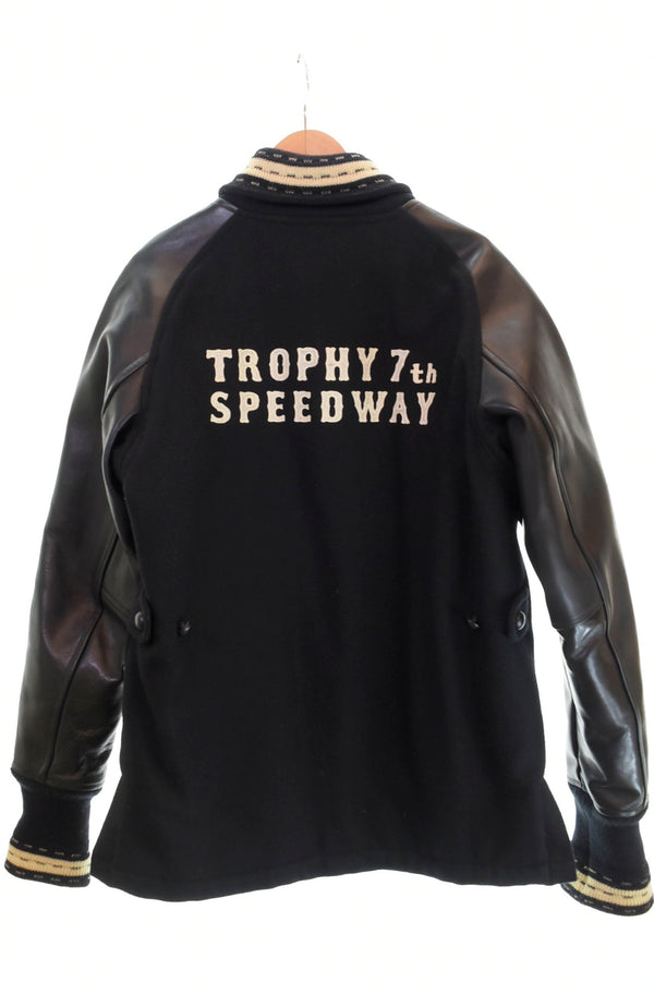 トロフィークロージング TROPHY CLOTHING レザー 切替 ドンキー ジャケット スタジャン 黒 ジャケット ブラック LLサイズ 103MT-1397