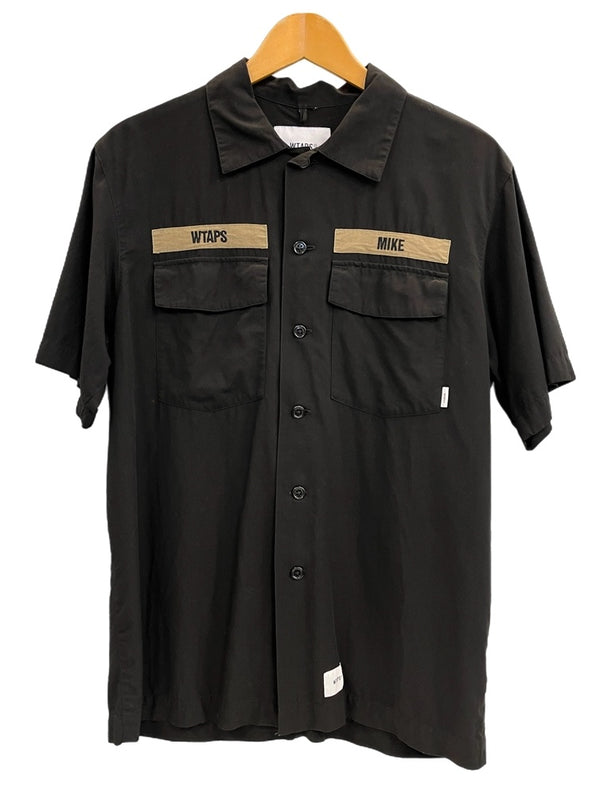 ダブルタップス WTAPS WTAPS 20SS BUDS SS/SHIRT.RAPO.POPLIN ミリタリーシャツ トップス ロゴワッペン 半袖 メンズ 黒 日本製 201BRDT-SHM05 サイズ X 02 半袖シャツ ロゴ ブラック 101MT-4466