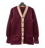 ヴィンテージ vintage 40s~ 40年代 レタードカーディガン ロングリブ ニット セーター えんじ 生成り カーディガン ライン ワインレッド 104MT-1904