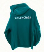 バレンシアガ BALENCIAGA  21SS MIDIUM FIT HOODIE ミディアム フィット フーディ ロゴ プルオーバー WARDROBE  600583 パーカ グリーン Mサイズ 103MT-1730