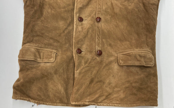 ヴィンテージ vintage 50s 50年代 Albackens スウェード レザージャケット ダブル くるみボタン コルビジェ キルティング スウェーデン 茶  ジャケット 無地 ブラウン 104MT-2240