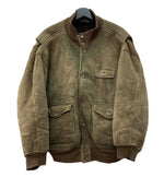 ラルフローレン RalphLauren 90s 90年代 Suede Leather Jacket スウェード レザー ジャケット ボア ジャケット 無地 カーキ Lサイズ 104MT-2237
