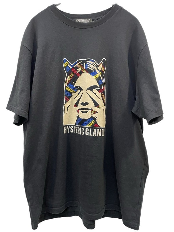 ヒステリックグラマー HYSTERIC GLAMOUR SEE NO EVIL刺繍 TEE 02243CT08 XL Tシャツ ブラック 601MT-4