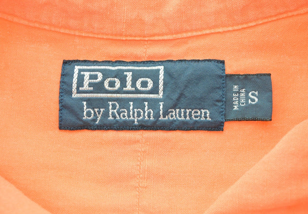 ラルフローレン RalphLauren 90s ドラゴン リネンシルク 長袖シャツ オレンジ Sサイズ 103MT-2779