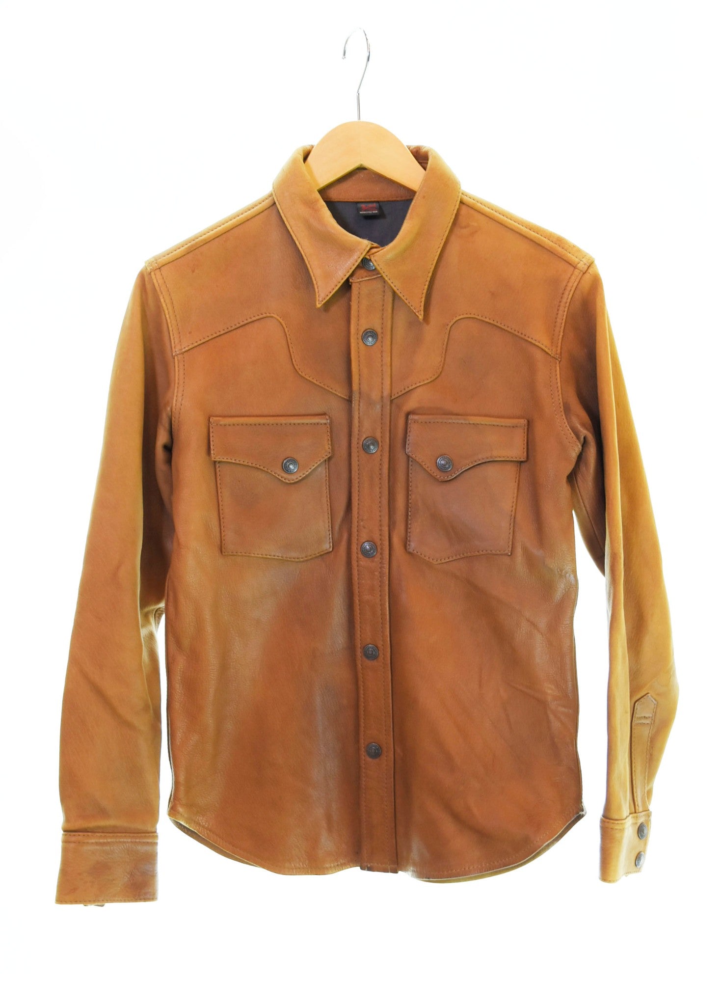 ザフラットヘッド THE FLAT HEAD DEERSKIN SHIRT ディアスキン シャツ レザーシャツ ジャケット 茶 36 ジャケット  ブラウン 103MT-1514 | 古着通販のドンドンサガール