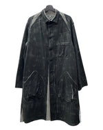 ヨウジヤマモト Yohji Yamamoto POUR HOMME ROLLER PRINT LONG BLOUSE ローラー プリント ロング ブラウス 千鳥柄 長袖 灰 HG-B26-043 サイズ 3 コート 総柄 グレー 104MT-1575