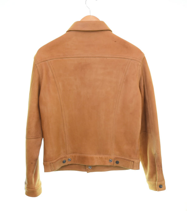 フラットヘッド THE FLAT HEAD 3rd TYPE DEERSKIN LEATHER TRUKER JAKCET レザー ジャケット 鹿革 トラッカー ジャケット 38 ジャケット ブラウン 103MT-3179